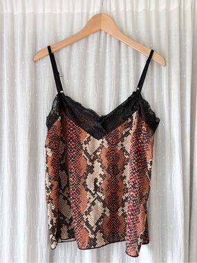 Cameo Rose Snakeskin Printed Cami in Rust, Navy & Tan